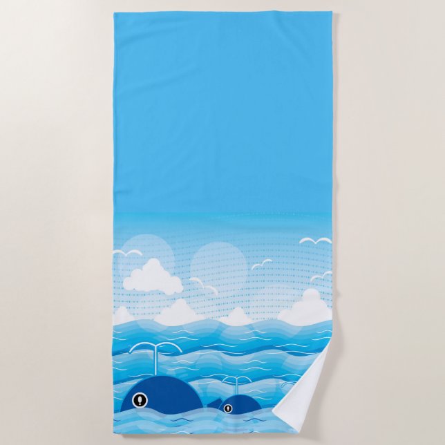 Wale und Wellen Strandtuch (Vorderseite)
