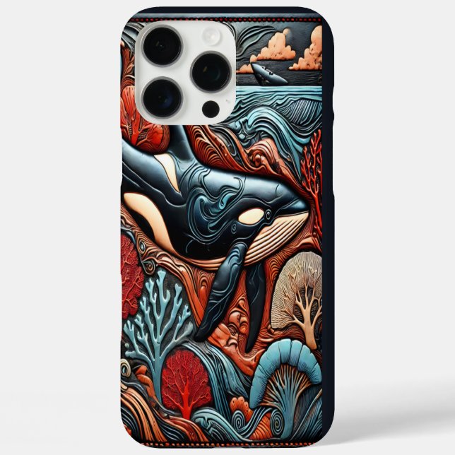 Wale unter den dynamischen Wellen iPhone 16 Pro Max Hülle (Rückseite)