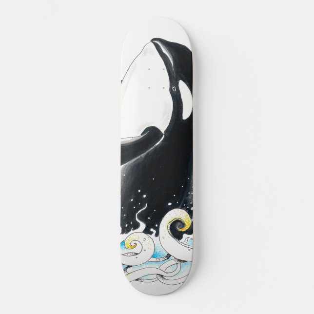 Wale vom Orca breit Doodle Tinte Skateboard (Vorderseite)