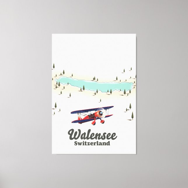 Walensee Schweiz Karte Leinwanddruck (Vorderseite)