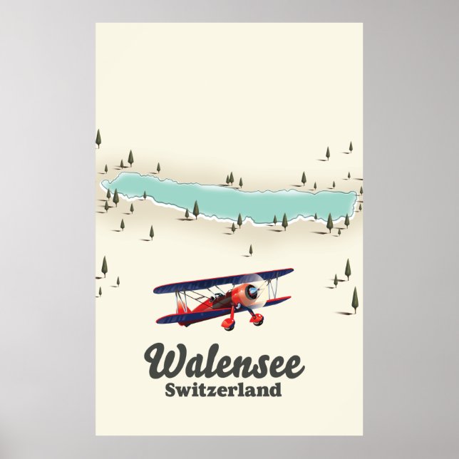 Walensee Schweiz Karte Poster (Vorne)