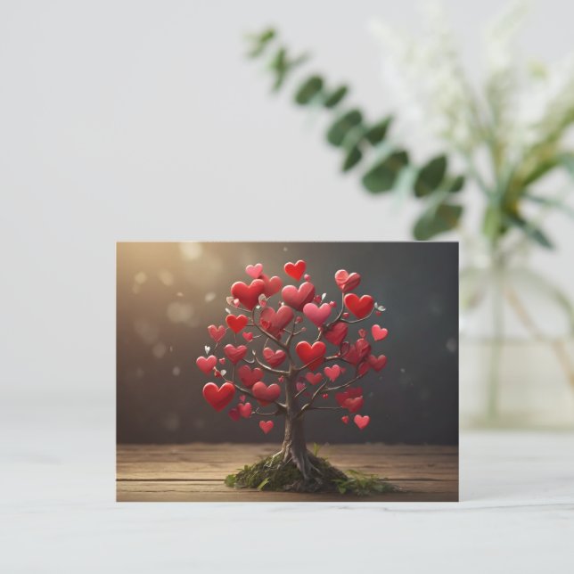 Walentiner Tagesdesign, Baumherz Postkarte (Stehend Vorderseite)