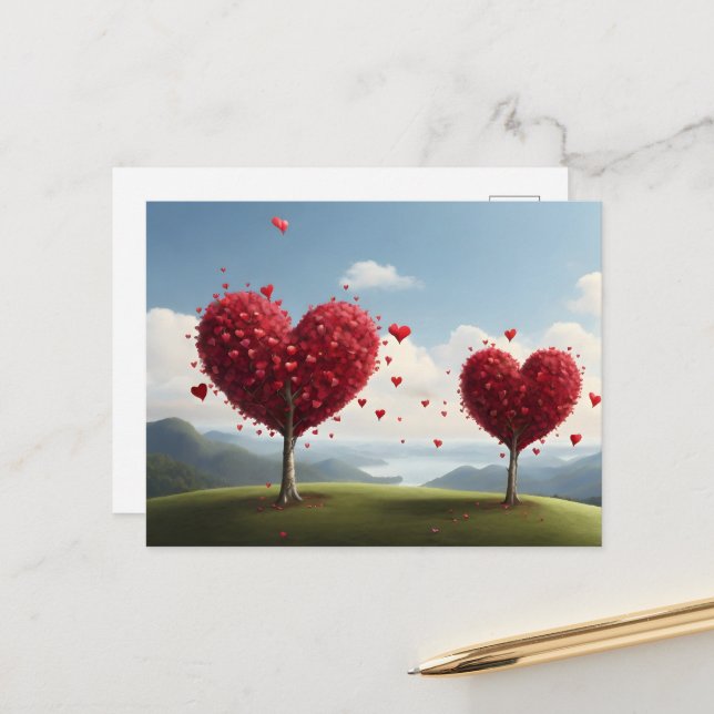 Walentiner Tagesdesign, Baumherz Postkarte (Vorderseite/Rückseite Beispiel)
