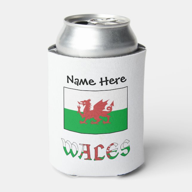 Wales and Welsh Flag with Your Name Dosenkühler (Kanne Vorderseite)