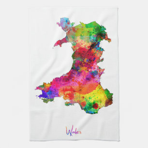 Wales-Aquarell-Karte Küchentuch