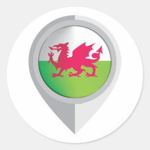 Wales Button Location Flag Runder Aufkleber