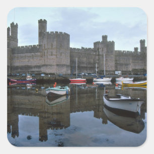 Wales, Caernarfon-Burg, einer von Edwards Quadratischer Aufkleber
