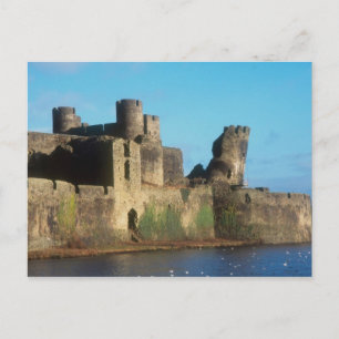Wales - Caerphilly Castle, mit Blick auf die Postkarte