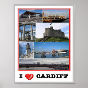 Wales - Cardiff - I Liebe - Poster