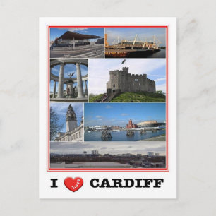 Wales - Cardiff - I Liebe - Postkarte