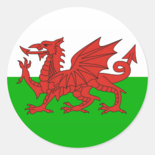 Wales Country Dragon Fahne welch britisch Runder Aufkleber