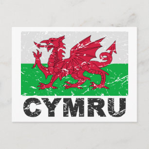 Wales CYMRU Vintage-Flagge Postkarte