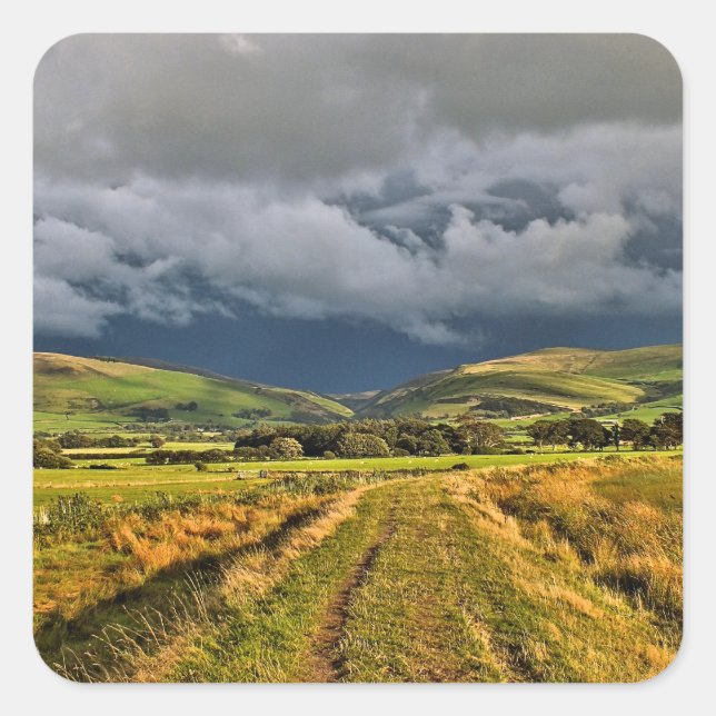 WALES DER LÄNDLICHEN SICHT QUADRATISCHER AUFKLEBER (Vorderseite)