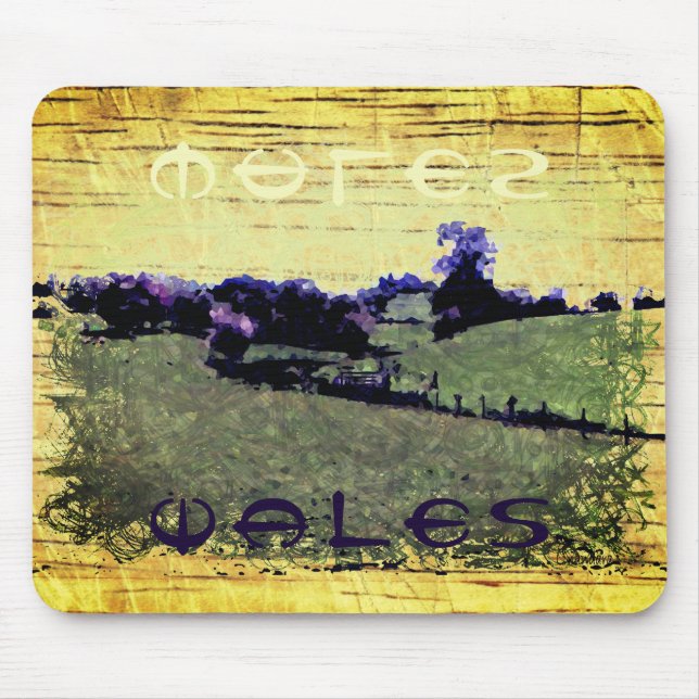 Wales Doodle Kunst, Dichtung und Musik lila Mousepad (Vorne)