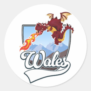 Wales-Drache-Logo Runder Aufkleber