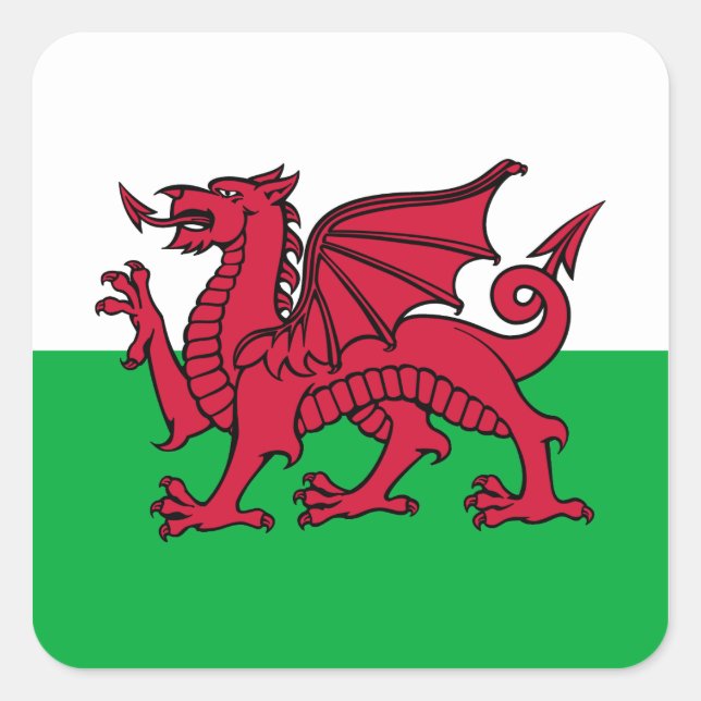 Wales Dragon Quadratischer Aufkleber (Vorderseite)