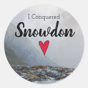 Wales eroberte Snowdon Welsh Stream Souvenir Runder Aufkleber