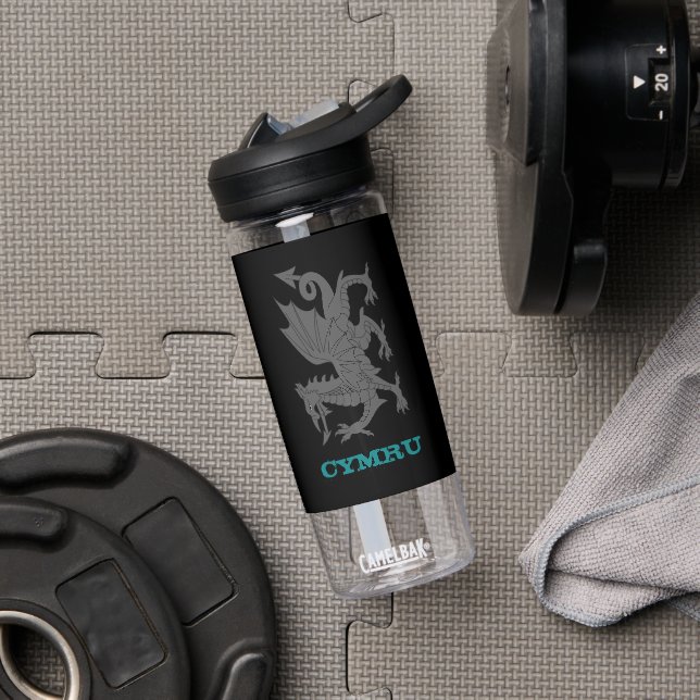 Wales Fitness & Drache, walisisches Wappen / Flagg Trinkflasche (Fitnessstudio)