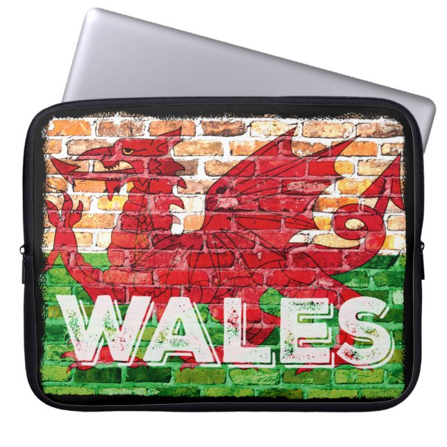 Wales Flag auf Brick Laptopschutzhülle (Vorderseite)