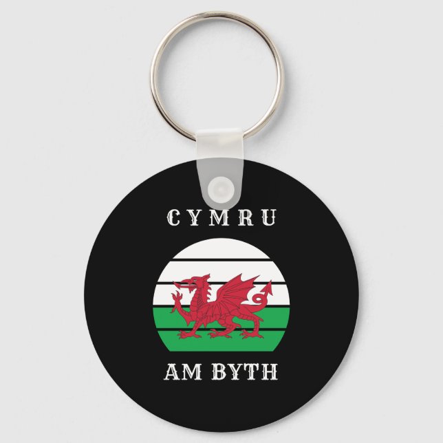 Wales Flag Cymru am Byth Stolz sein walisisch Schlüsselanhänger (Vorderseite)