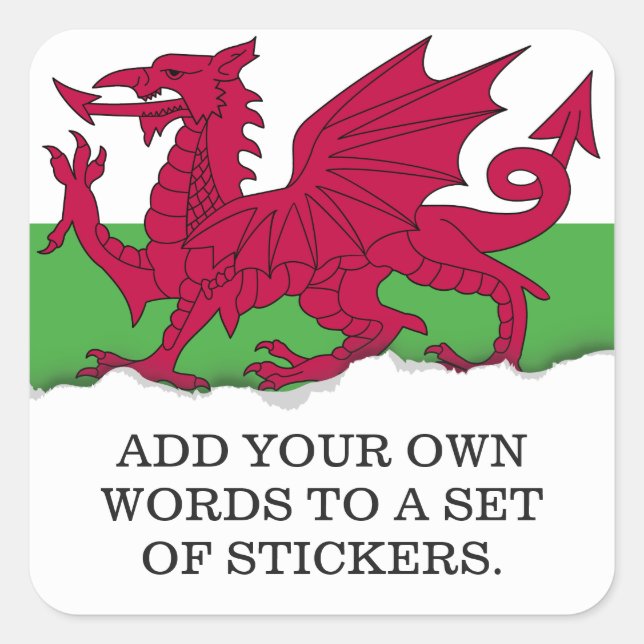 Wales Flag Quadratischer Aufkleber (Vorderseite)
