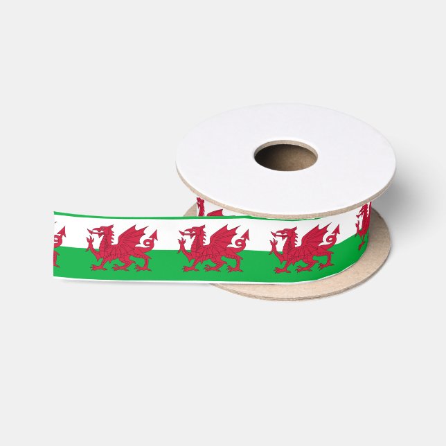 Wales flag Ribbon Satinband (Spule)
