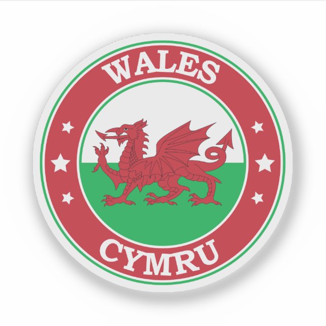 Wales Flag Rundkreiszeichen Aufkleber (Vorderseite)