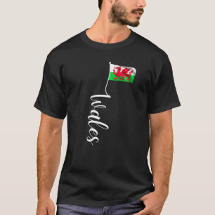 Wales Flag Signature Y Ddraig Goch Flag Pole T-Shirt