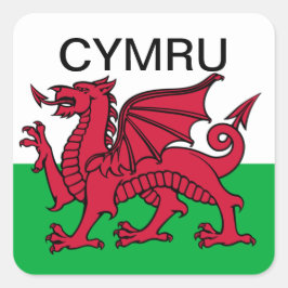 Wales Flag Weltmeisterschaft 2022 Roter Drache Cym Quadratischer Aufkleber