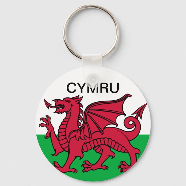 Wales Flag Weltmeisterschaft 2022 Roter Drache Cym Schlüsselanhänger (Vorderseite)