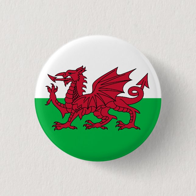 Wales-Flagge Button (Vorderseite)
