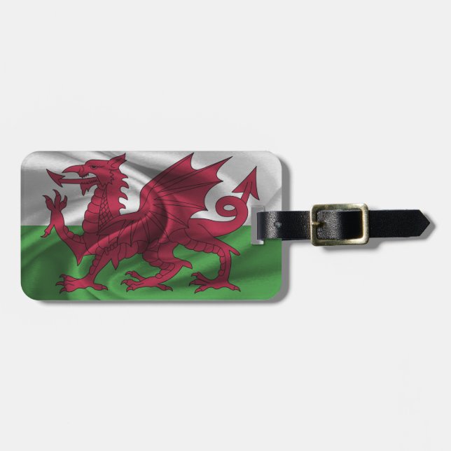 Wales-Flagge Gepäckanhänger (Vorderseite horizontal)