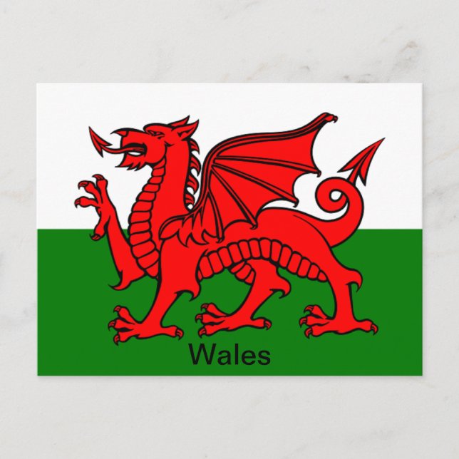 Wales-Flagge Postkarte (Vorderseite)