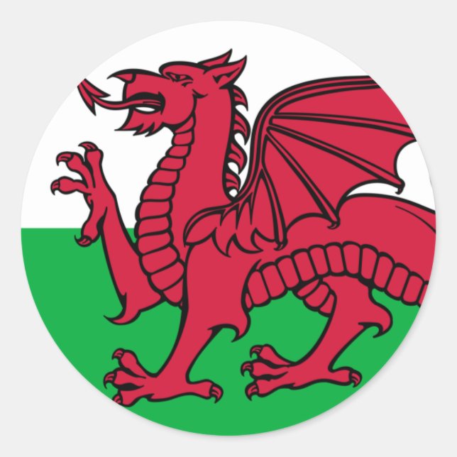 Wales-Flagge Runder Aufkleber (Vorderseite)