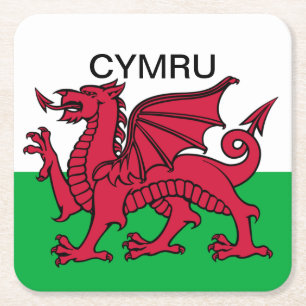 Wales-Flagge Weltmeisterschaft 2022 Roter Drache C Rechteckiger Pappuntersetzer