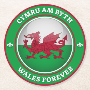 Wales Forever Runder Pappuntersetzer