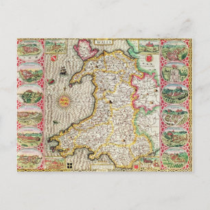 Wales, graviert von Jodocus Hondius Postkarte