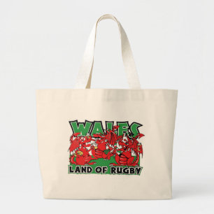 Wales-Land des Rugbys Jumbo Stoffbeutel