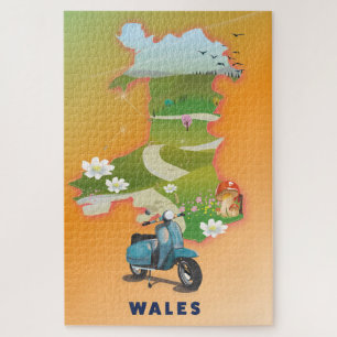 Wales Map Vintage Reiseplakat