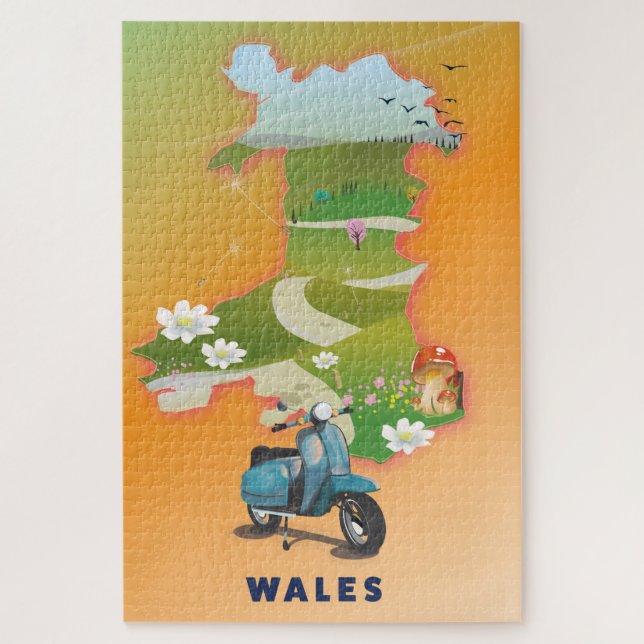 Wales Map Vintage Reiseplakat (Vertikal)