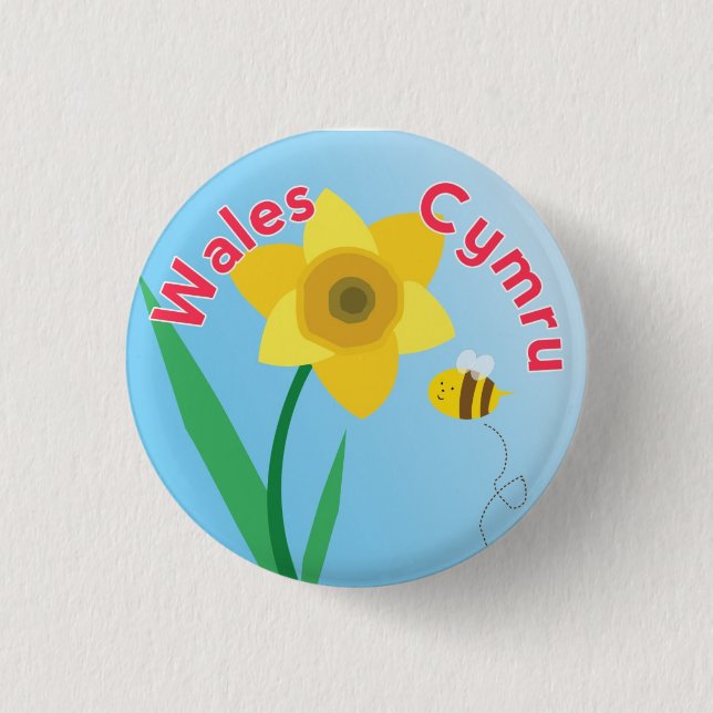 Wales-Narzissen-Knopf-Button-Abzeichen Button (Vorderseite)