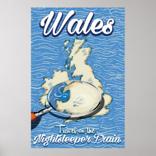 Wales Nightsleeper Zug britisches Reiseplakat Poster