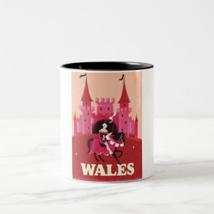 Wales Reiseplakat. Zweifarbige Tasse