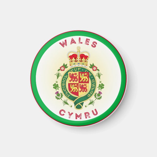 Wales Royal Abzeichen Circle Shape Magnet (Vorne)