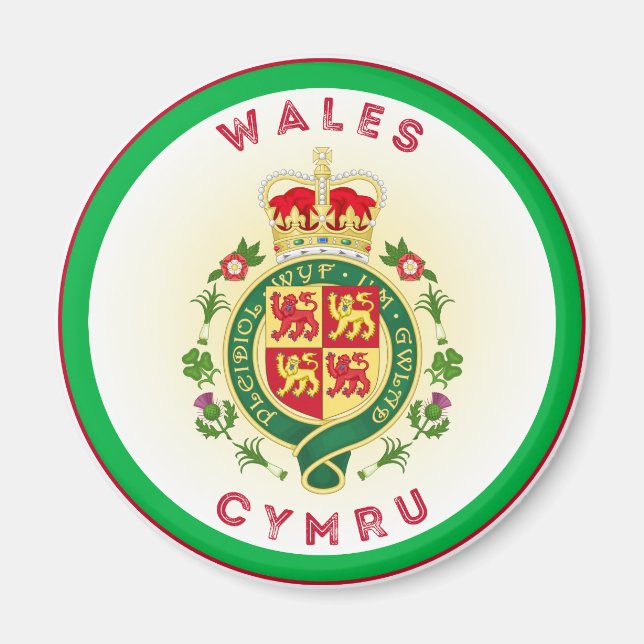 Wales Royal Abzeichen Circle Shape Magnet (Vorne)