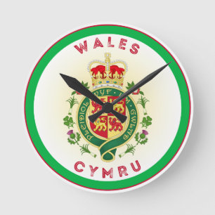 Wales Royal Abzeichen Circle Shape Runde Wanduhr