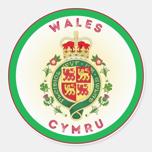 Wales Royal Abzeichen Circle Shape Runder Aufkleber (Vorderseite)