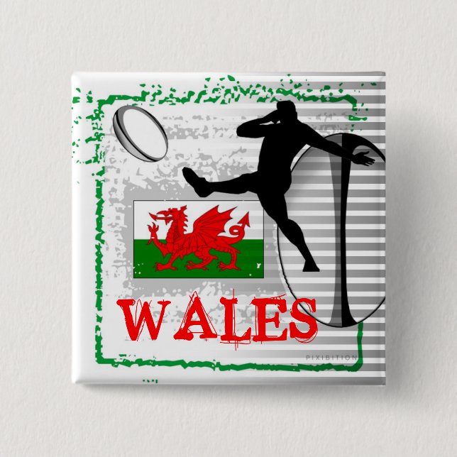Wales-Rugby-Knopf Button (Vorderseite)