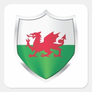 Wales Silver Shield Flag Quadratischer Aufkleber