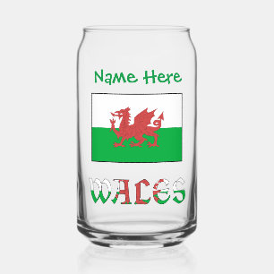Wales und walisische Flagge Grüne Personalisierung Dosenglas
